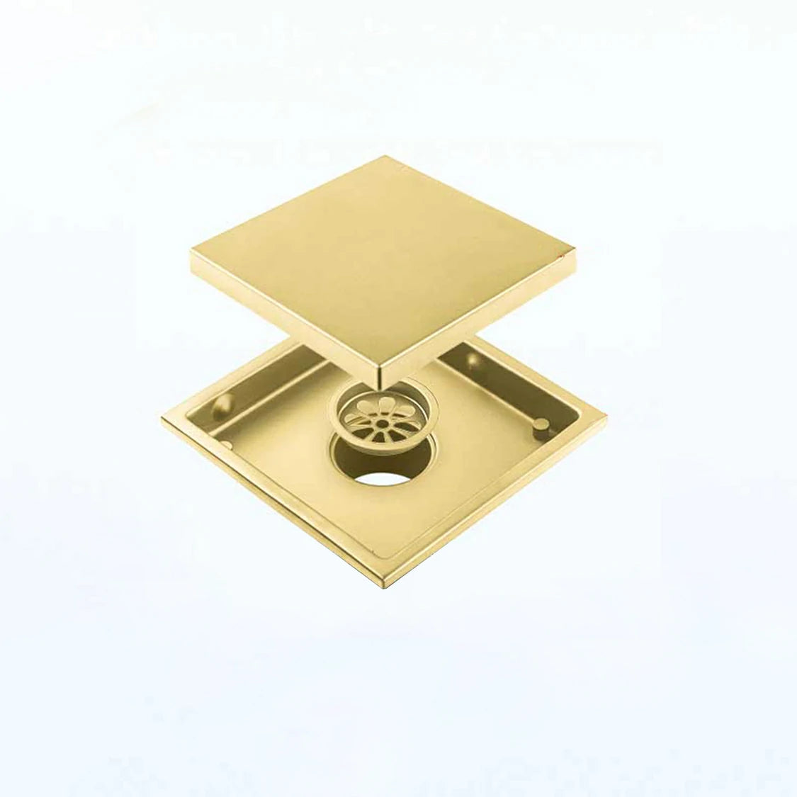 6-Inch Square 304 Stainless Steel Shower Floor Drain with Reversible Tile Insert Cover