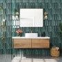 Tempered Glass Wall-Mounted Mirror with Gold Metal Frame