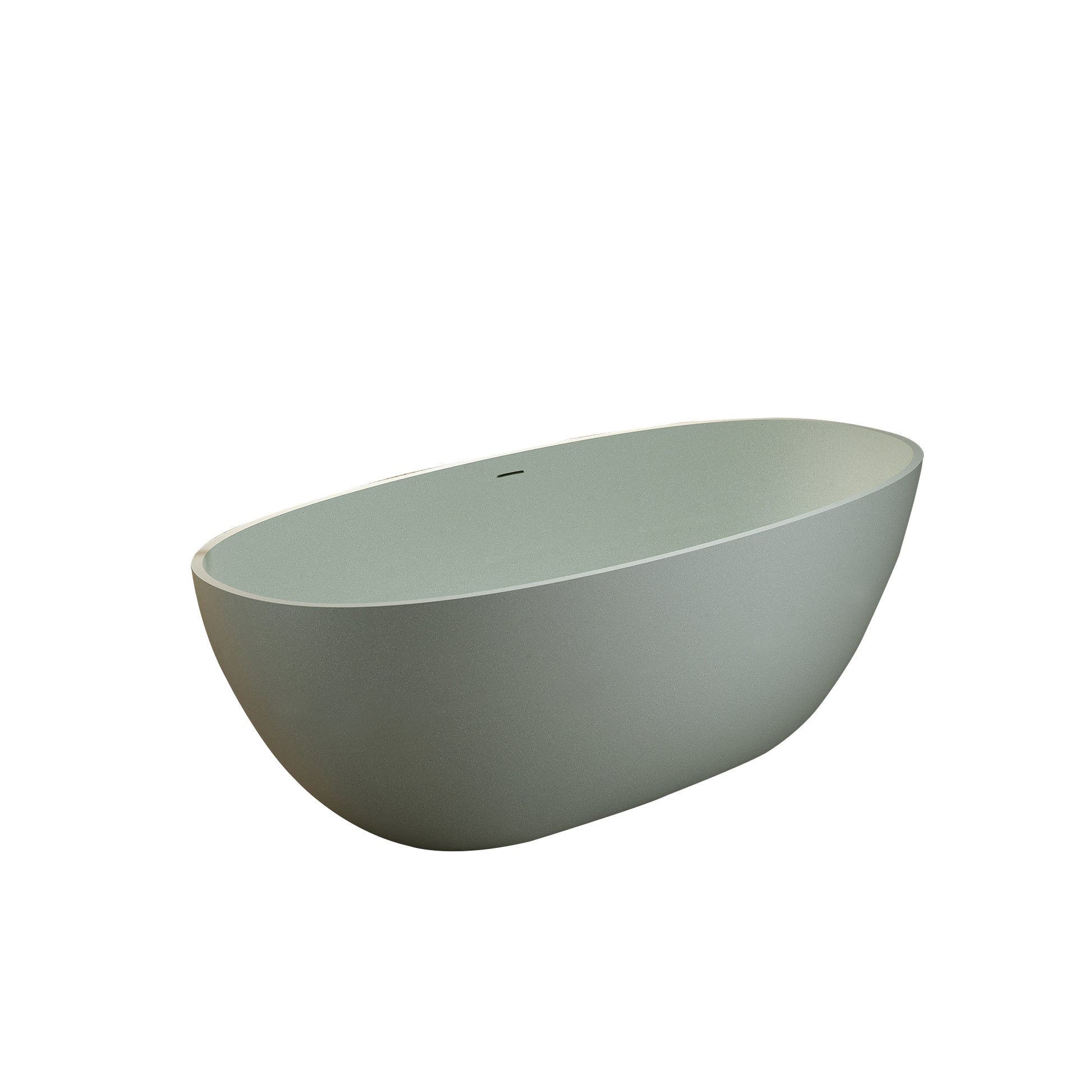 55"/59"/63"/67"/71" Turquoise Green Stone Resin Freestanding Bathtub with Center Overflow and Drain