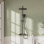 11.4*7.5" Thermostatic Rain Shower Faucet with Slide Bar in Matte Black