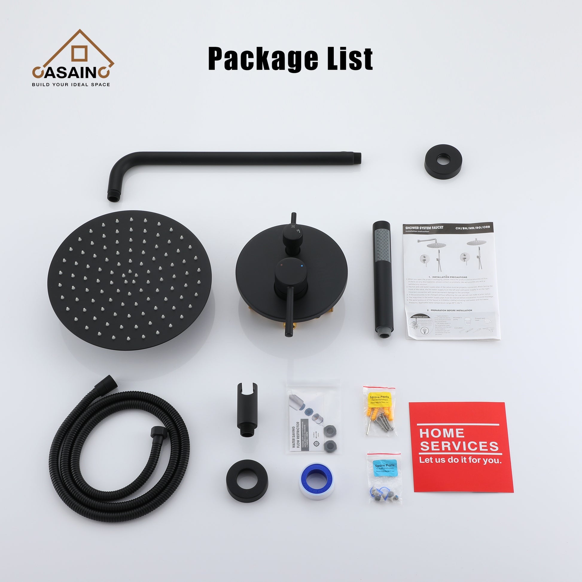 10" Matte Black Rain Shower System with Hand Shower