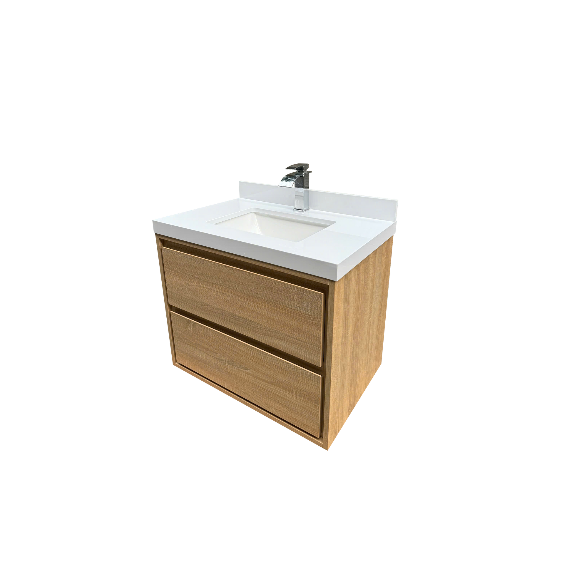 30" Wall-mount Single Sink Bathroom Vanity with Marble Top