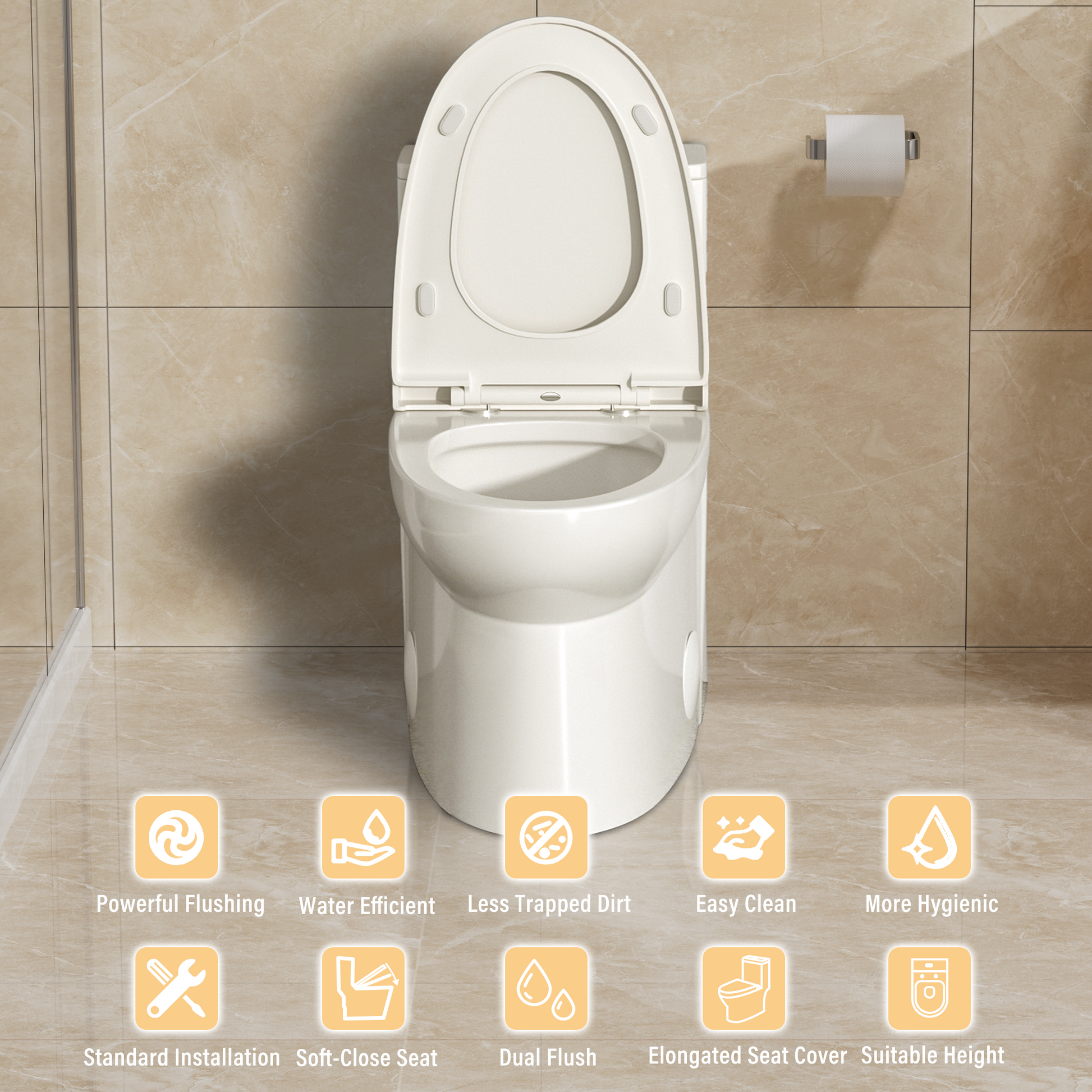 Dual Flush One-Piece Toilet 1.6/1.1 GPF with Soft Closing Seat