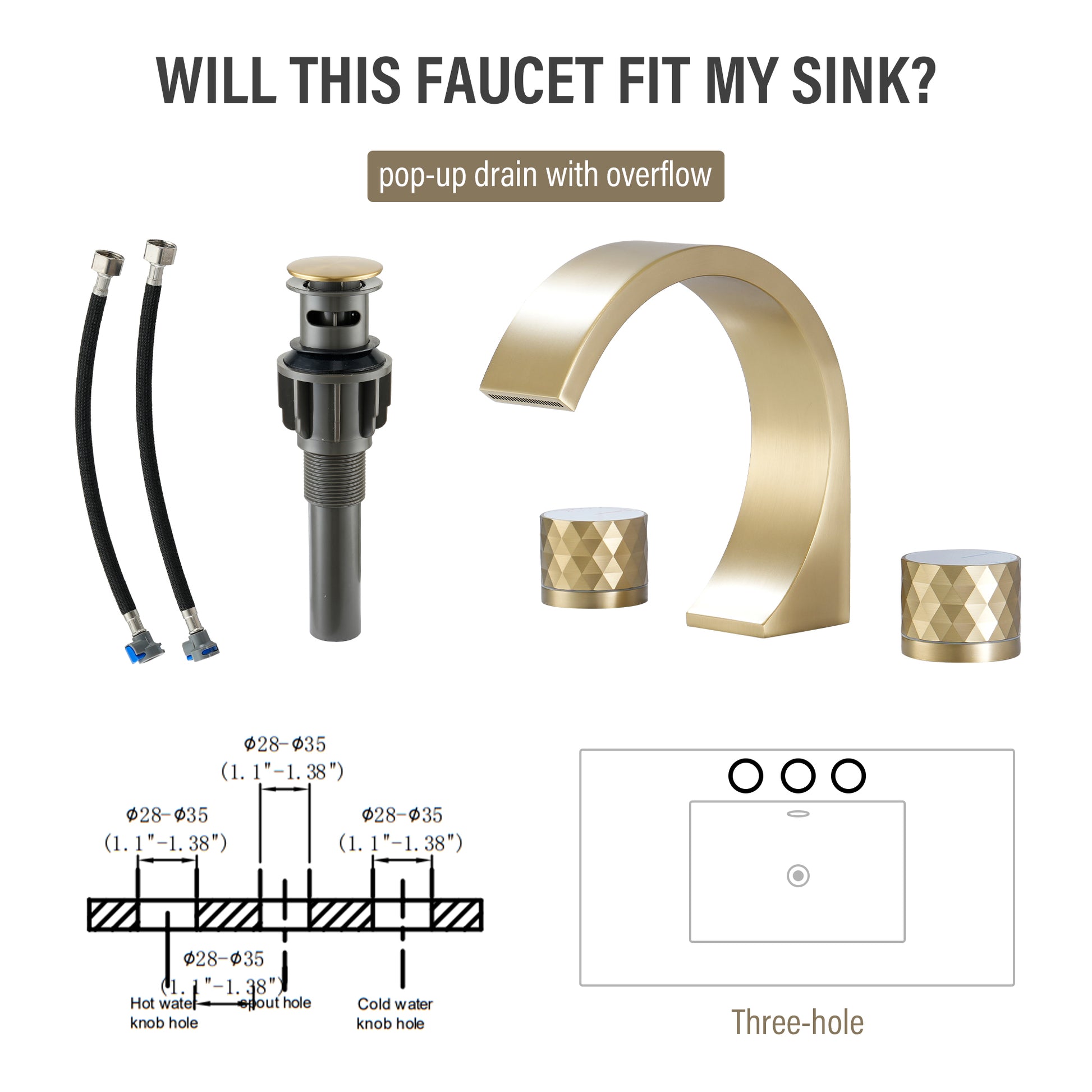 Modern Design 2-Handle Centerset Bathroom Faucet with Pop-up Drain