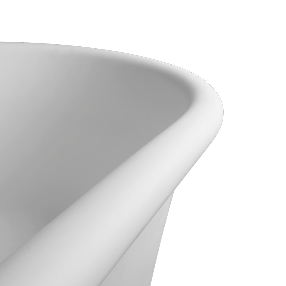 61" Hand-Polished Matte White Freestanding Bathtub with Pedestal Base