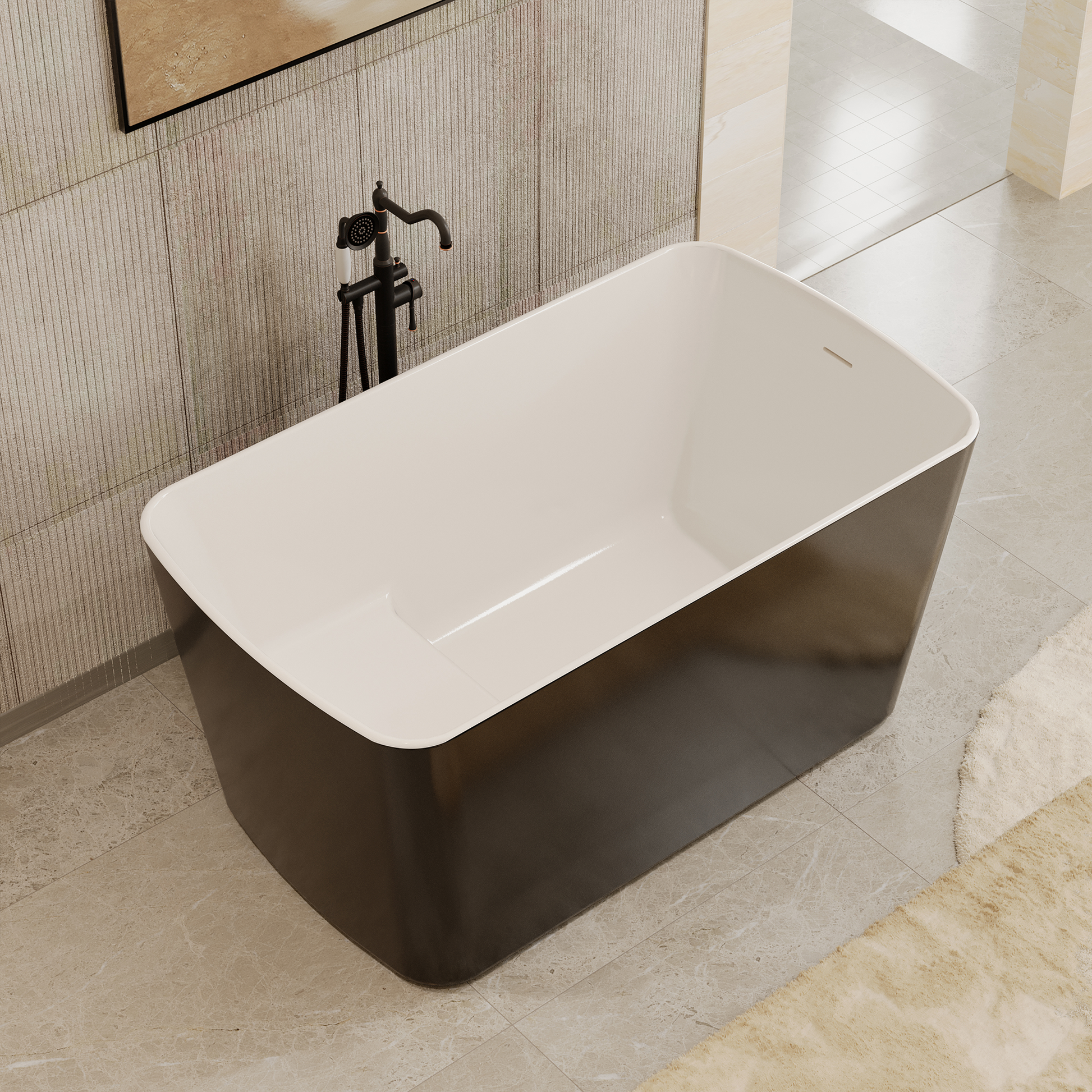 49" Acrylic Freestanding Japanese Soaking Bathtub with Sit-In Design