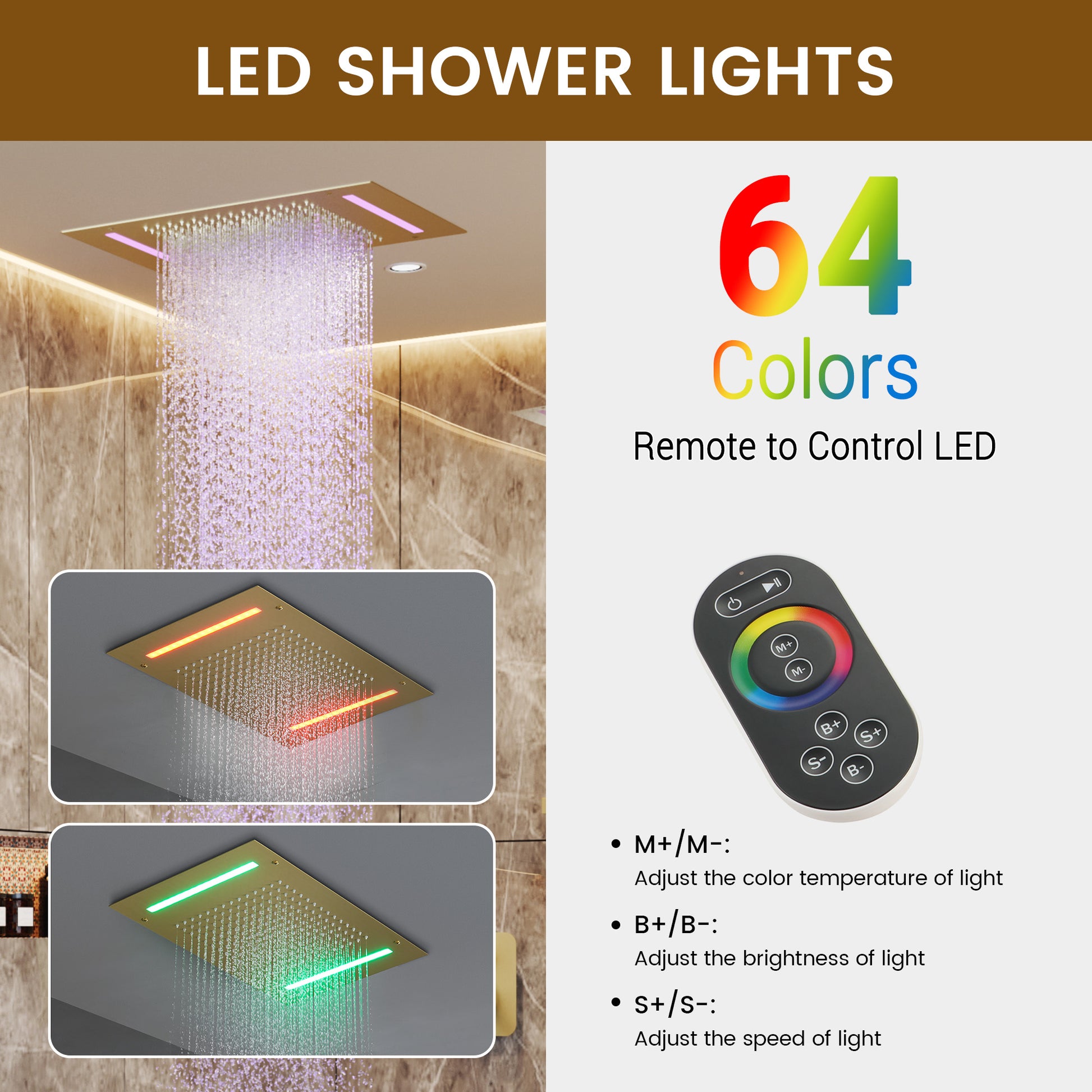 20*14 inch Ceiling-Mounted Luxury Shower System with LED Lights