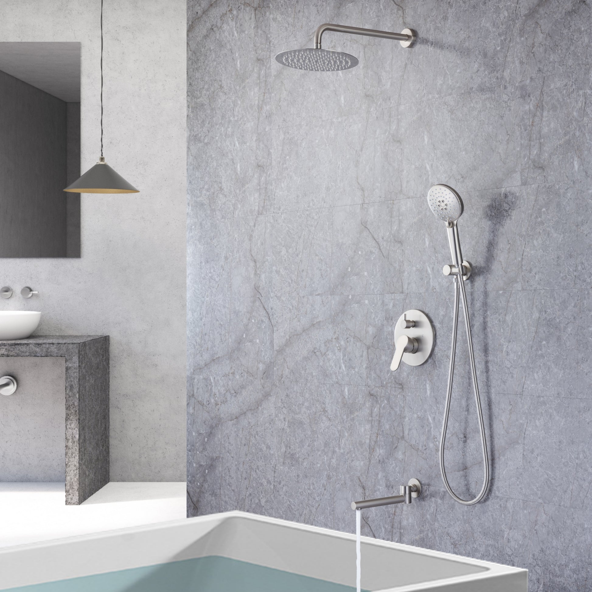 10-inch Shower System with Handheld Shower and Tub Spout