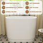 39" Small Freestanding Oval Solid Surface Soaking Bathtub with Built-In Seat - Tangent