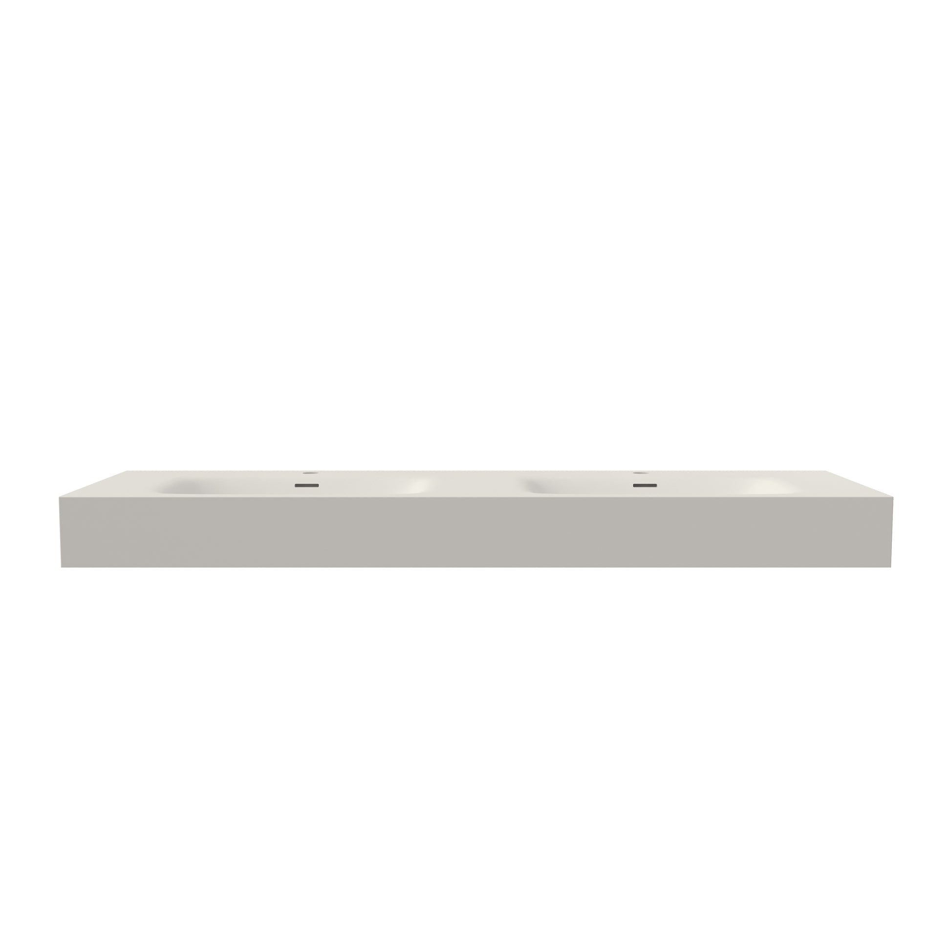 59.5 in. Solid Surface Double Wall-Mounted Basin Sink with 2 Faucet Holes