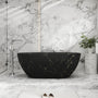 59" Oval Solid Surface Freestanding Bathtub with Black & Gold Star River Pattern