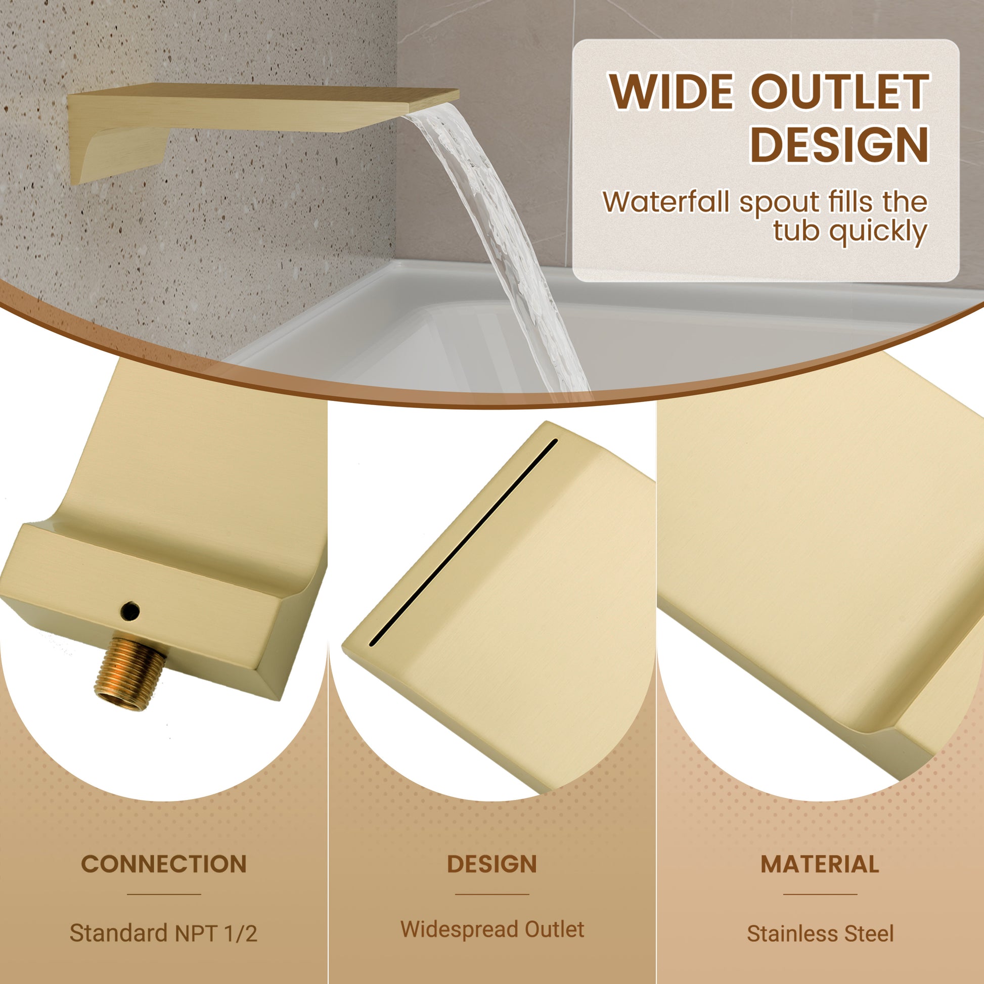 12" 4-Function Dual Shower Head System with Tub Spout