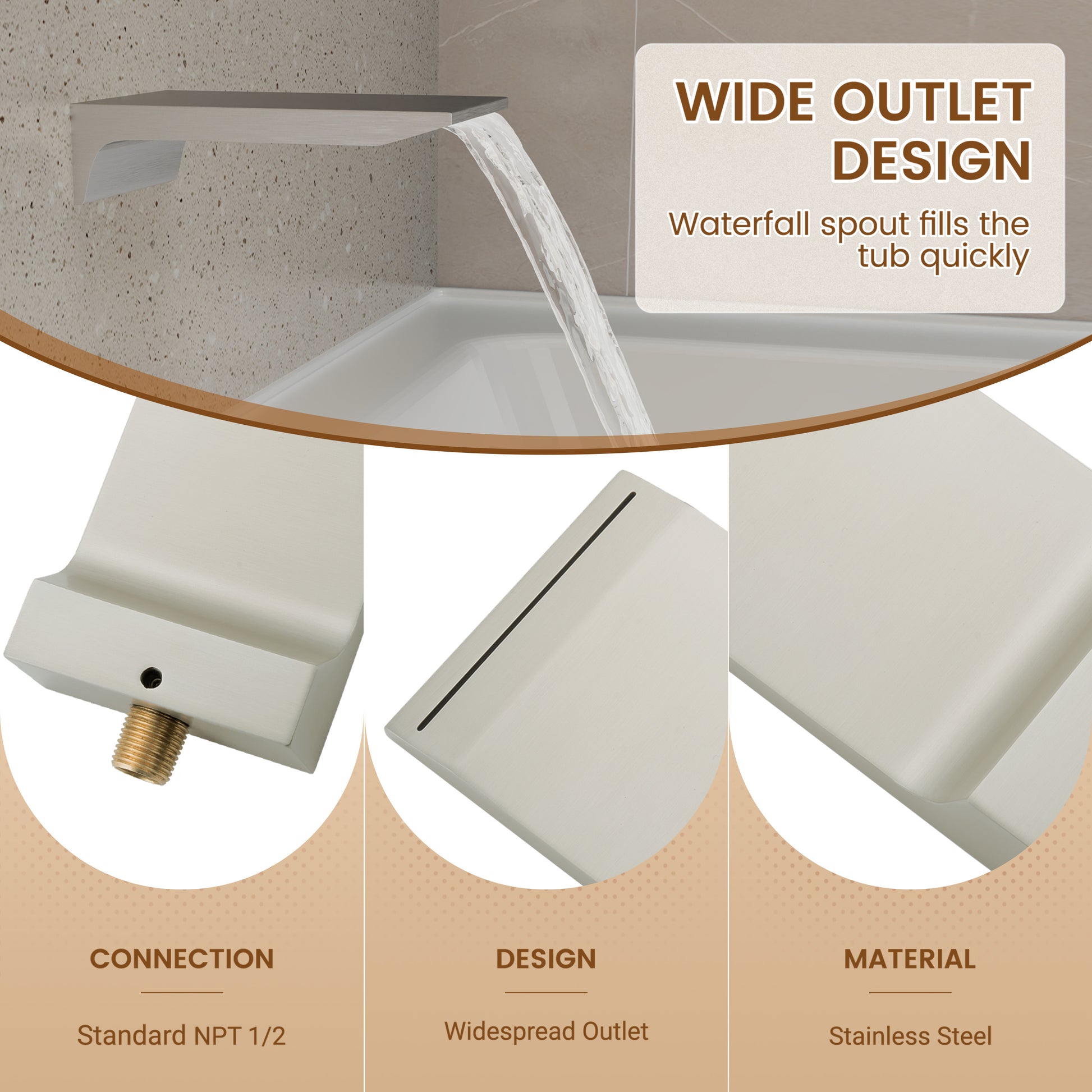 12" 4-Function Dual Shower Head System with Tub Spout