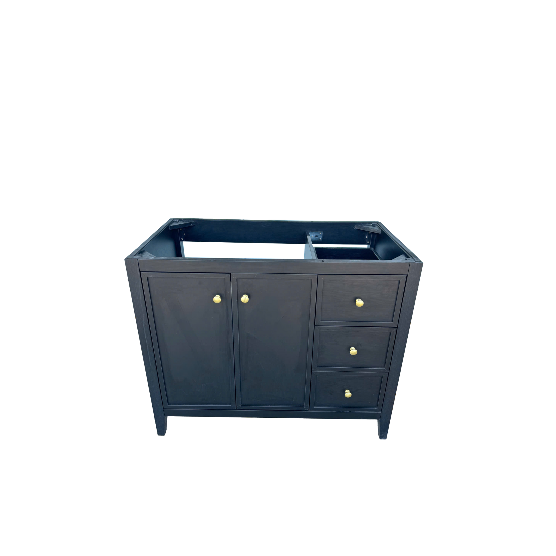 42" Matte Black Bathroom Vanity with Single Sink & Marble Top