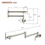 Wall Mount Pot Filler Kitchen Faucet with 360° Rotating Arm & Fast-Flow Aerator