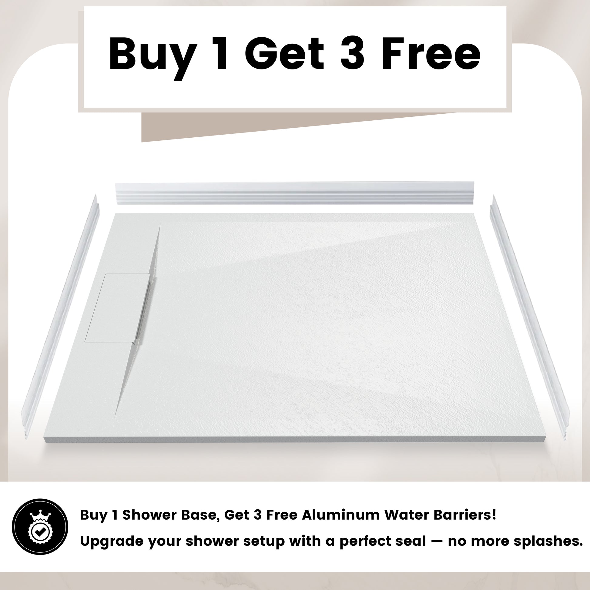 European-Style SMC Shower Base with Anti-Slip Design in Black or White