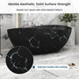 63" Artistic Marble Sculptural Solid Surface Freestanding Soaking Bathtub