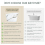 51" Freestanding Solid Surface Soaking Tub with Built-In Seat in Wood Grain & Marble Finish