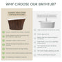 51" Freestanding Solid Surface Soaking Tub with Built-In Seat in Wood Grain & Marble Finish