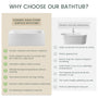 60" Luxury Drop-In Acrylic Soaking Bathtub with Square Interior