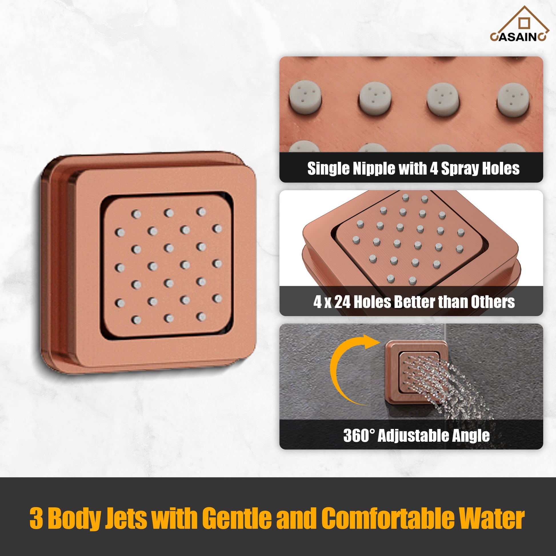 20*24'' Rectangle Shower System With 4 Sprays Modes & 3 Body Jets