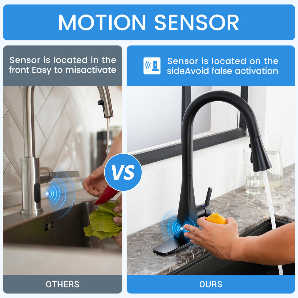 Touchless Dual-Sensor Pull-Down Kitchen Faucet with Modern Design