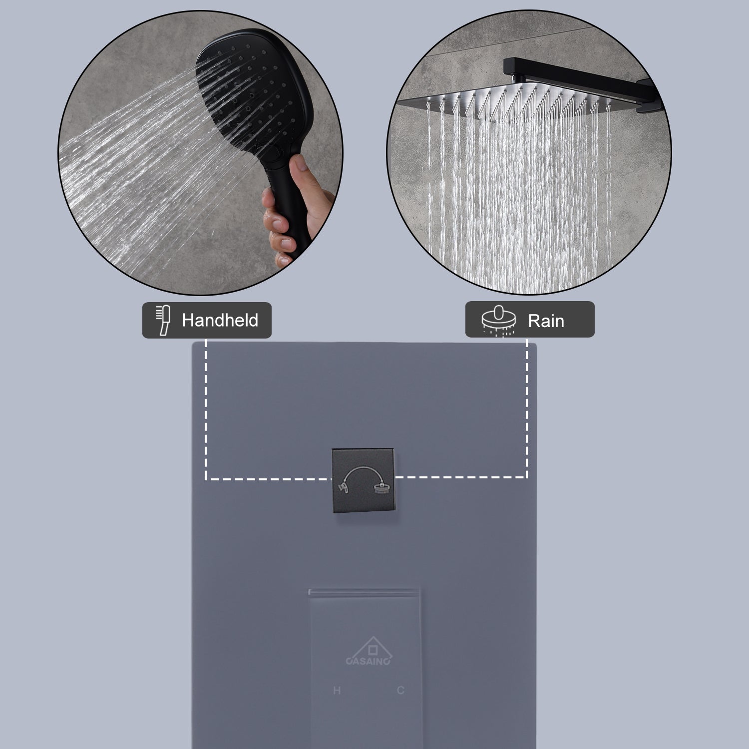 Casainc 2 Function 10" Wall Mounted Dual Shower Heads Shower System In Chrome