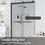 48"x76" Double Frameless Shower Door in Matte Black/Brushed Nickel/Chrome, Sliding Shower Enclosure with Rounded Corners Tempered Glass