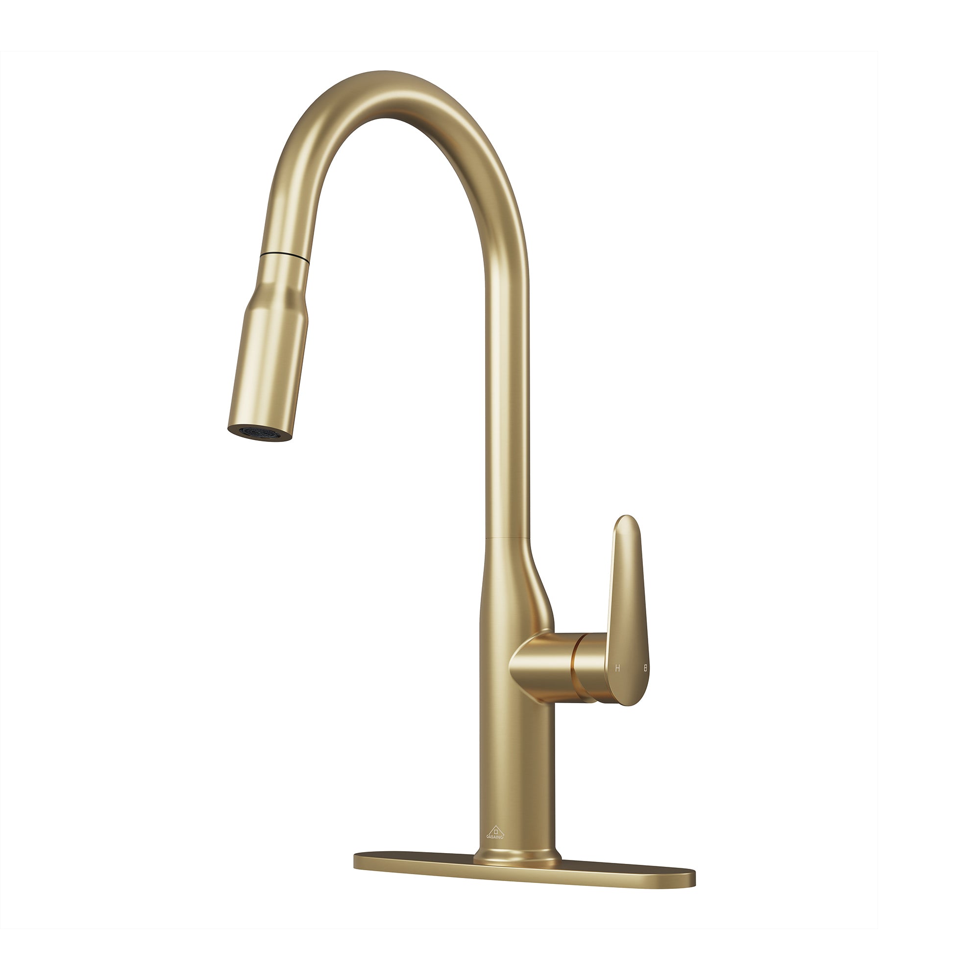 Single-Handle Pull-Out Sprayer Kitchen Faucet Deckplate Included in Brushed Nickel/Matte Black/Matte White/Brushed Gold