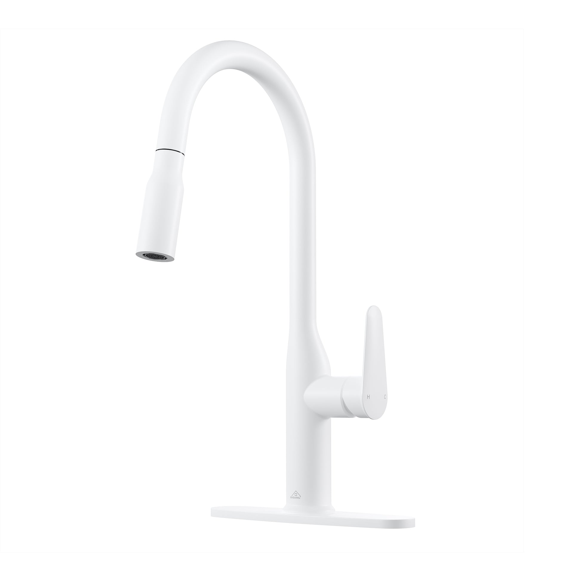 Single-Handle Pull-Out Sprayer Kitchen Faucet Deckplate Included in Brushed Nickel/Matte Black/Matte White/Brushed Gold