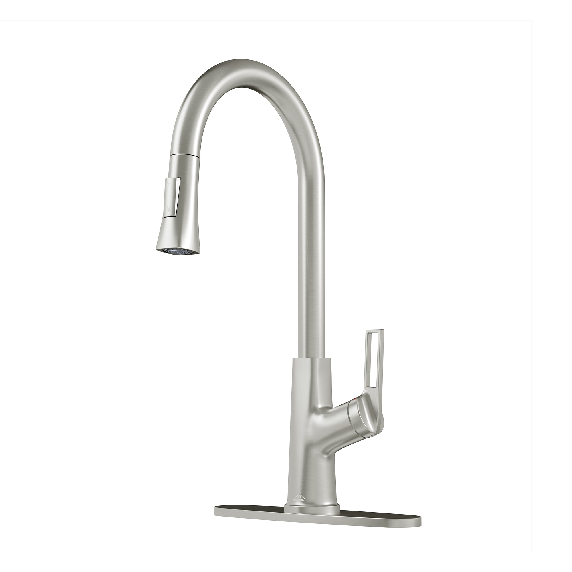 Single-Handle Pull-Out Sprayer Kitchen Faucet Deckplate Included in Brushed Nickel/Matte Black/Matte White/Brushed Gold