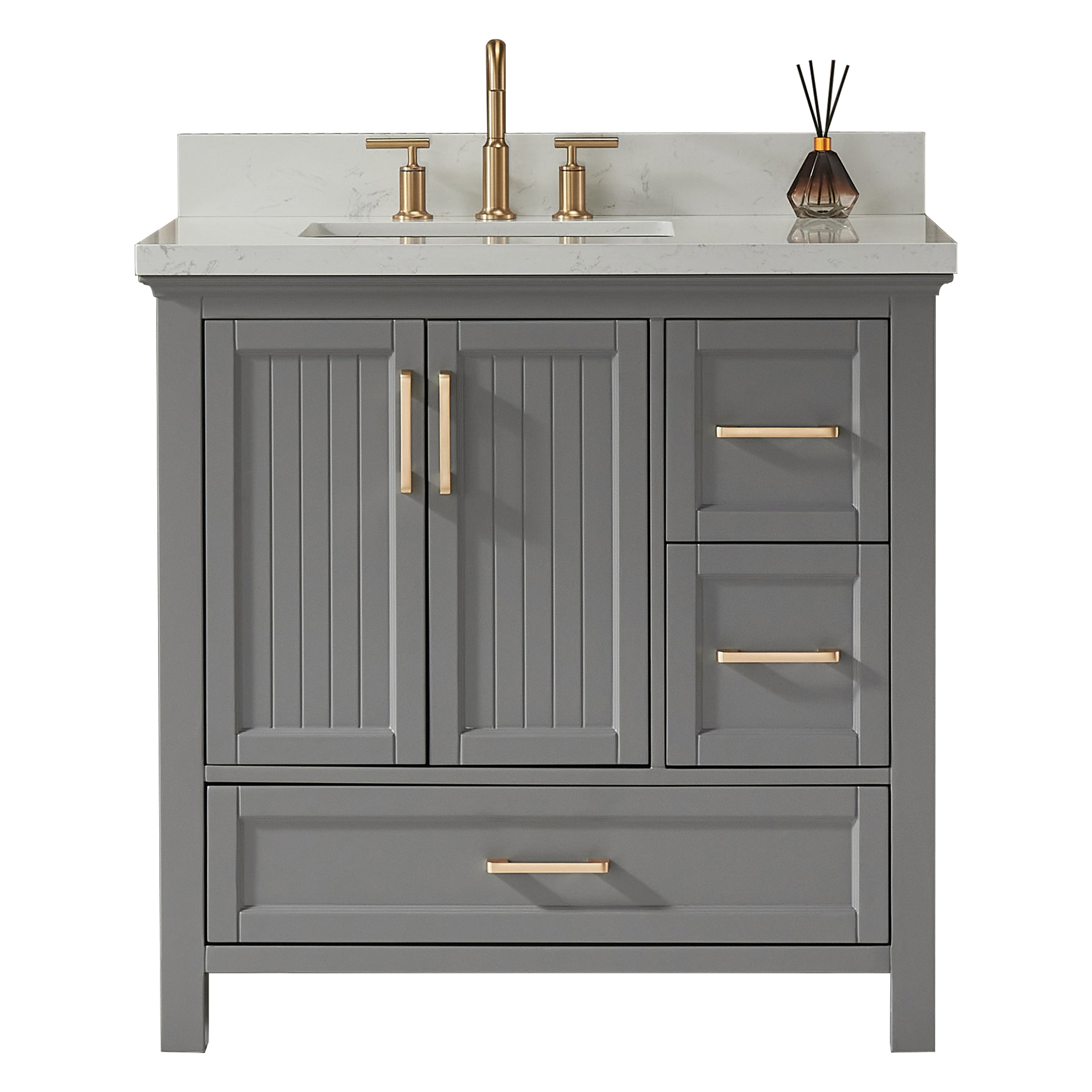 Fully Assembled 18"-60" Freestanding Bathroom Vanity with Integrated Top