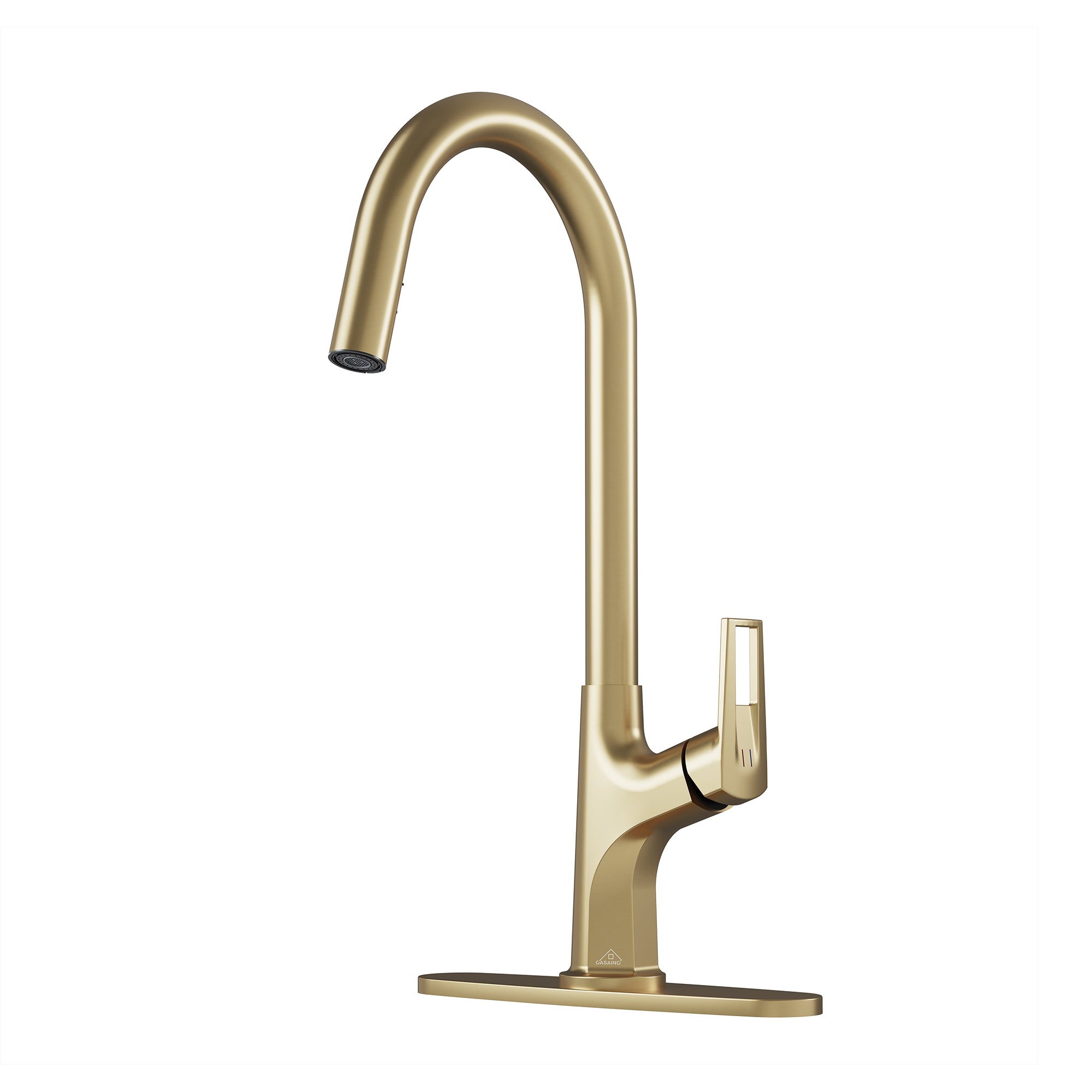 Single-Handle Kitchen Faucet with Pull-Out Sprayer in Matte Black Brushed Nickel Brushed Gold