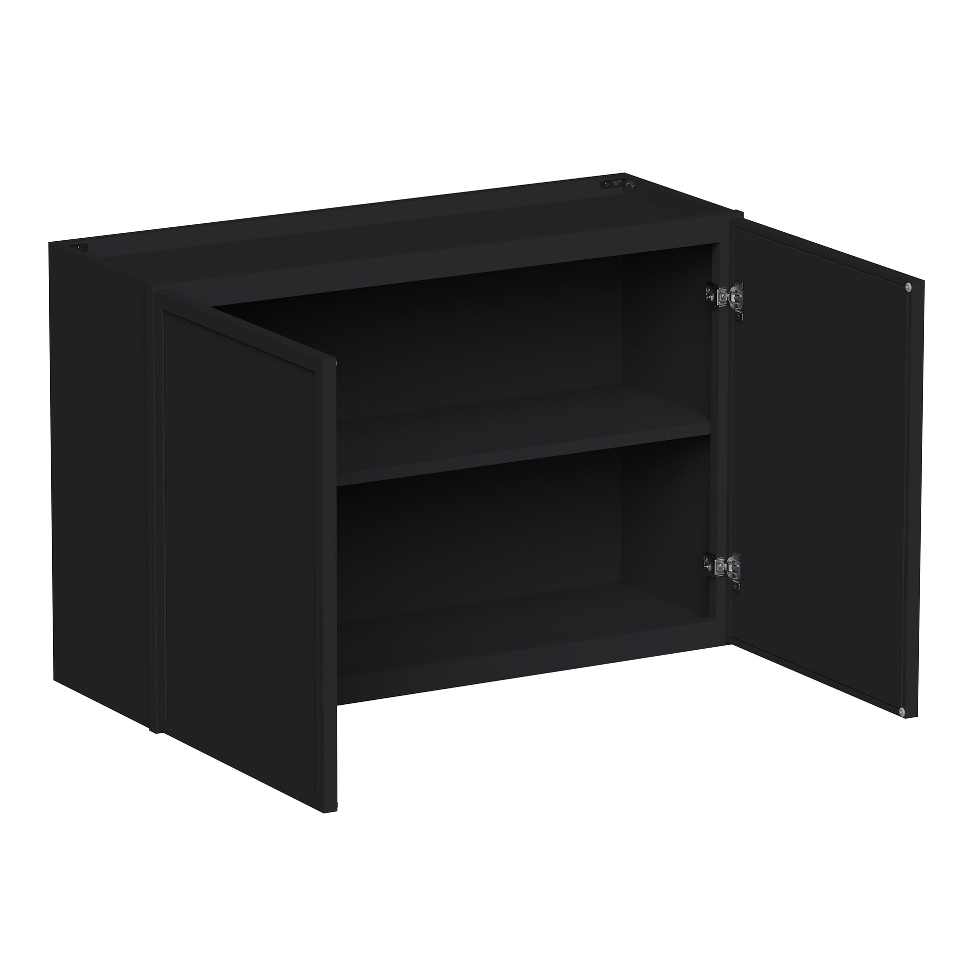 Slim Ebony Black Shaker RTA 24"-36"W x 12"-24"H x 12"D 17-Size Short Wall Cabinet with 2 Doors