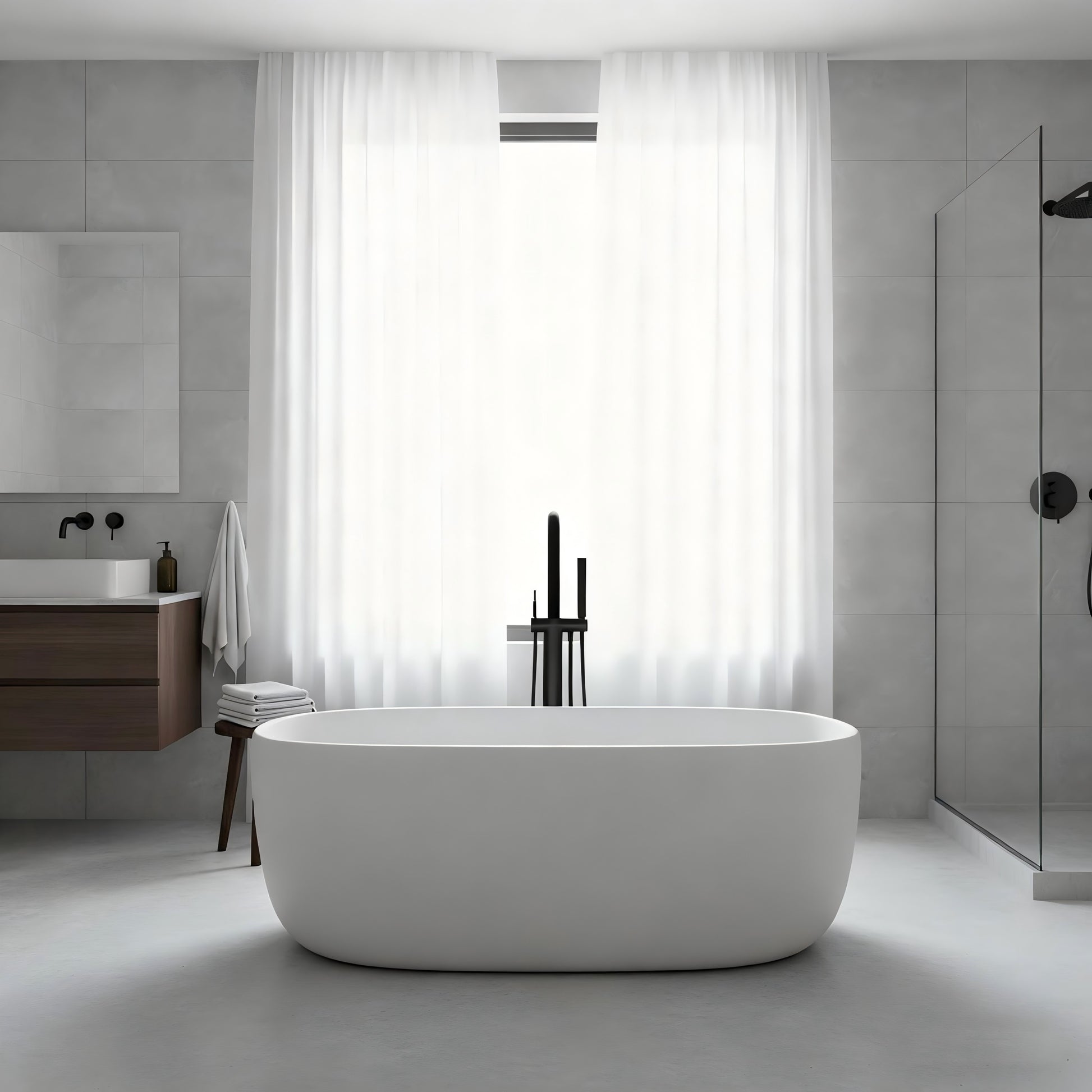 47"/51" Freestanding Stone Resin Soaking Bathtub with Heat Retention