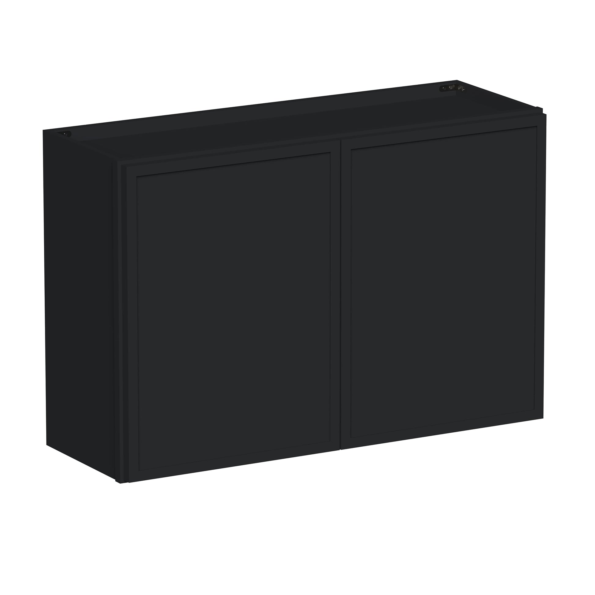 Slim Ebony Black Shaker RTA 24"-36"W x 12"-24"H x 12"D 17-Size Short Wall Cabinet with 2 Doors