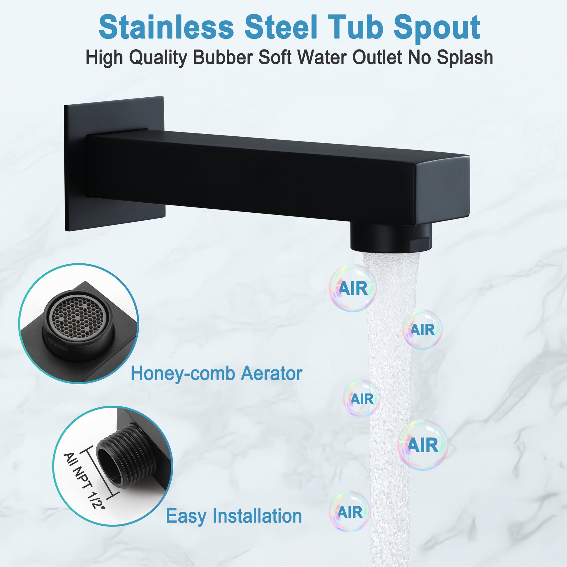 9-inch 3-Way Wall-Mounted Shower System with Tub Spout