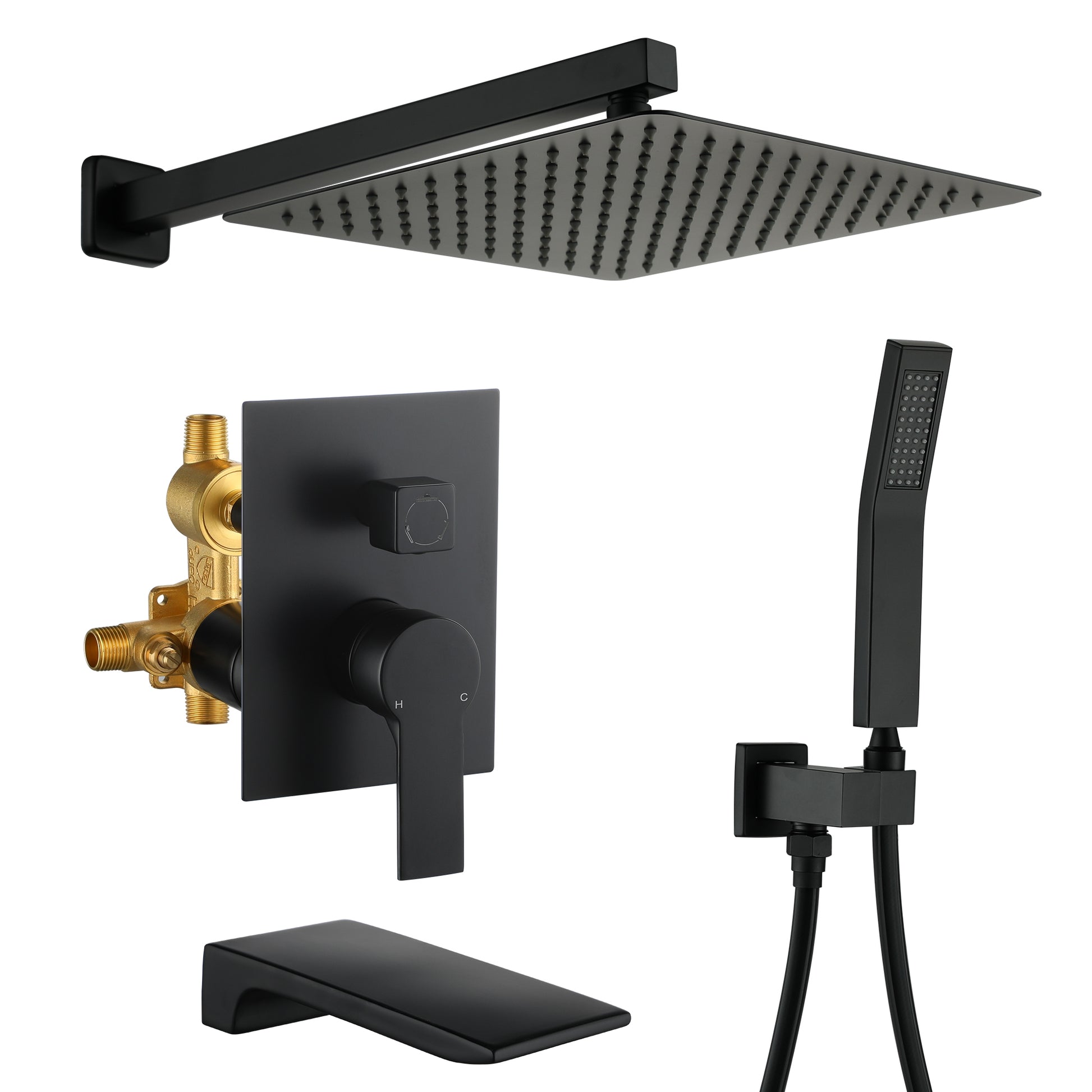 10-inch/12inch Rain Shower System With Handeld & Tub Spout