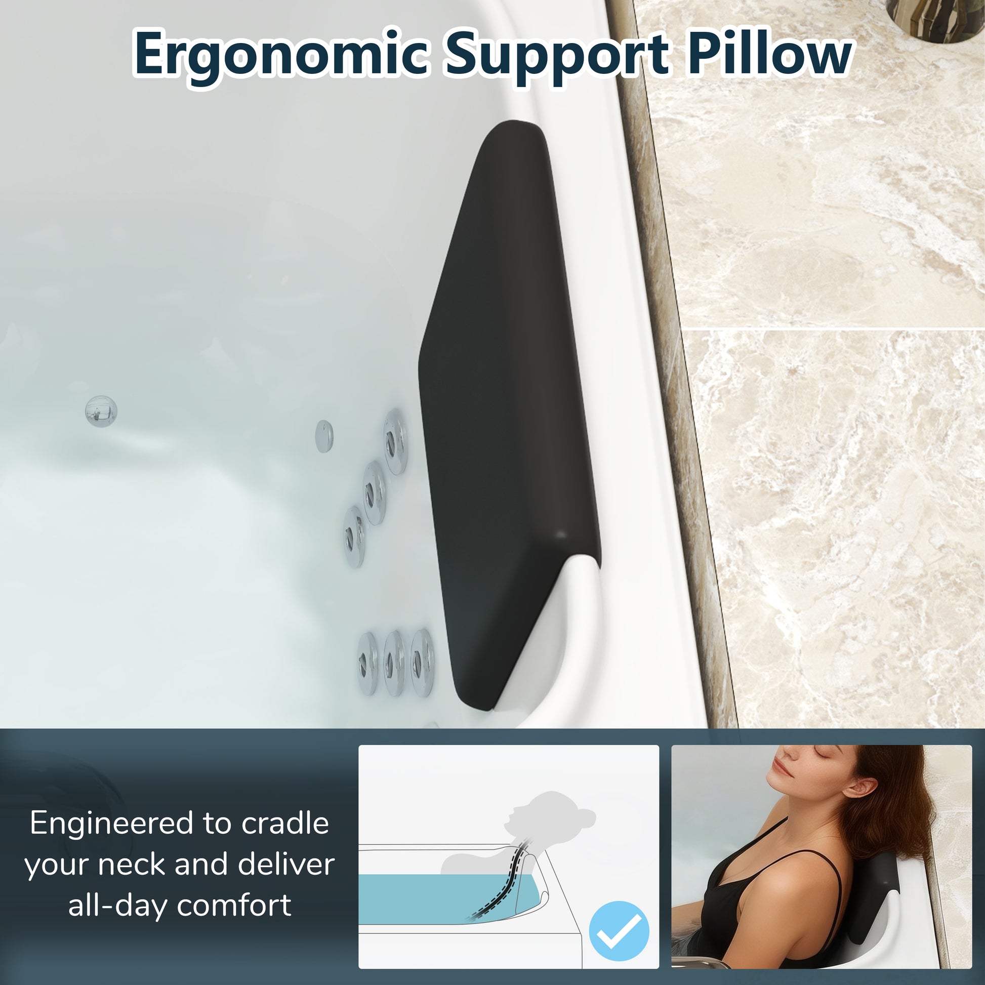 52" Walk-In Whirlpool Bathtub with Hydro-Air Massage, Heater & Ozone Sanitization