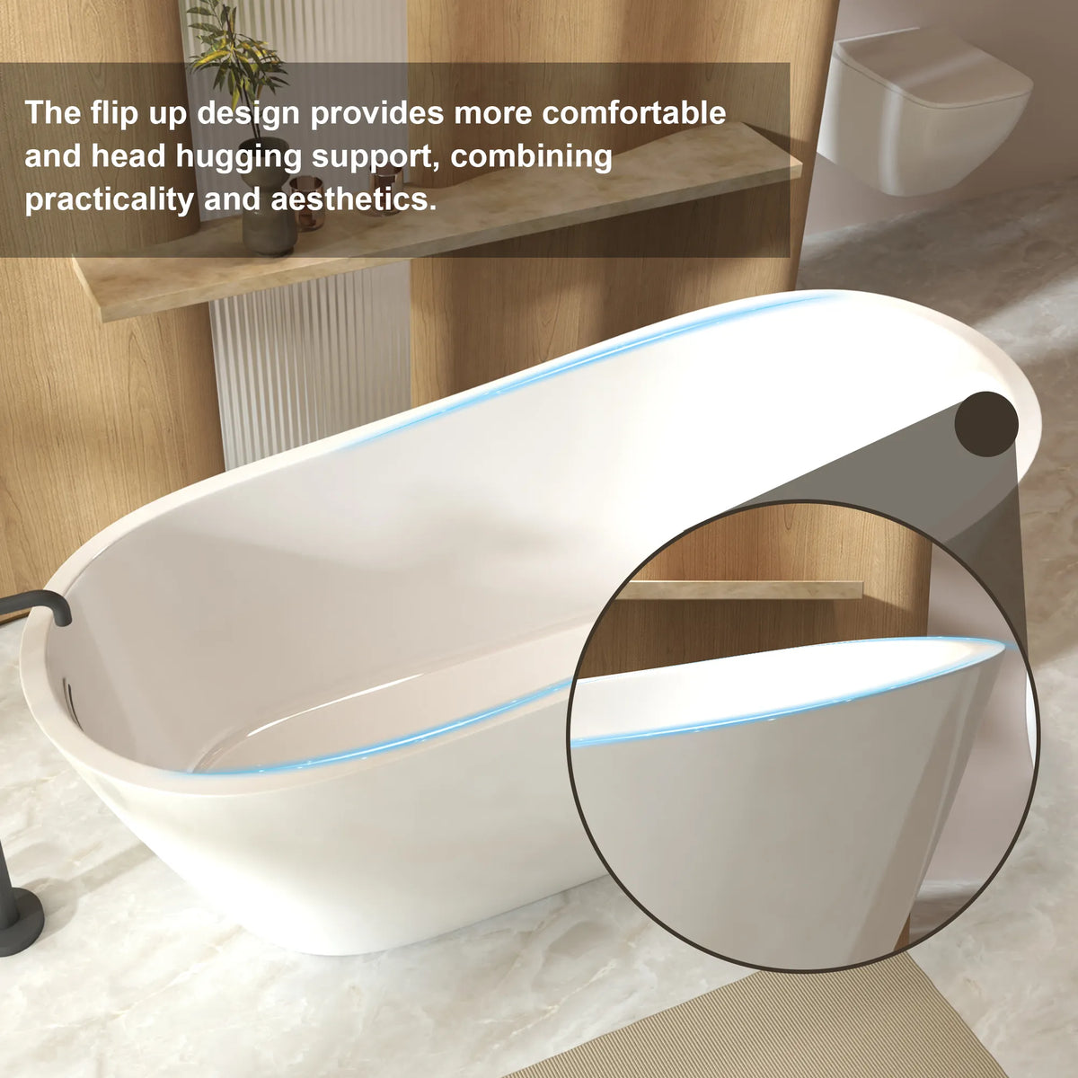 59"/67" Special-Shaped Acrylic Freestanding Slipper Bathtub in Gloss White with Overflow and Drain