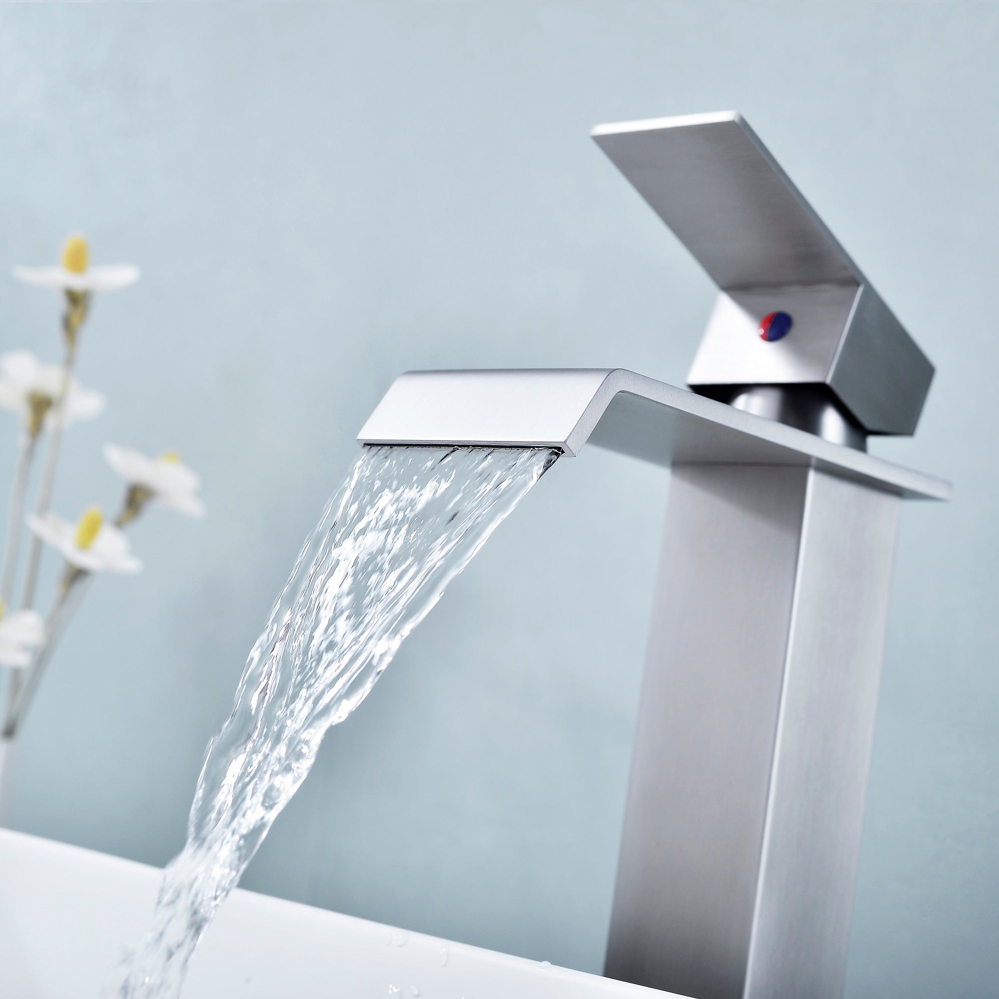 Waterfall Spout Bathroom Faucet,Single Handle Bathroom Vanity Sink Faucet-CASAINC