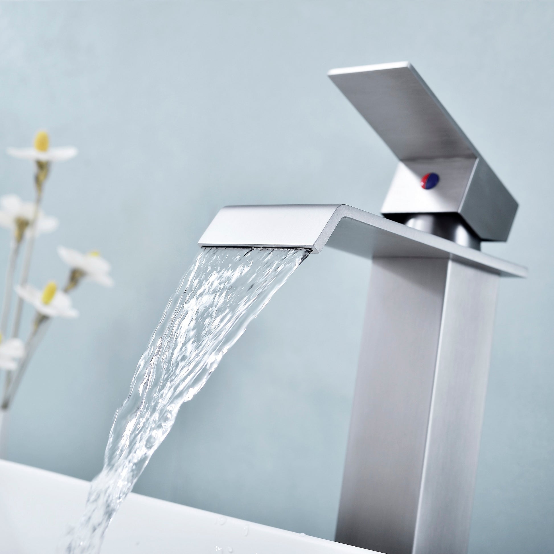 Waterfall Spout Bathroom Faucet,Single Handle Bathroom Vanity Sink Faucet-CASAINC