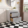 30"/36"/48" Freestanding Single Sink Bathroom Vanity with Solid Wood Construction & Marble Top