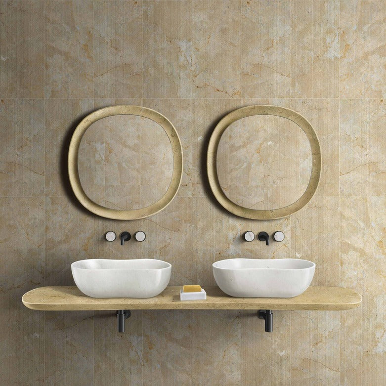 23.6” Genuine Natural Marble Vessel Sink – polished surface in Beige/White/Gray/Green