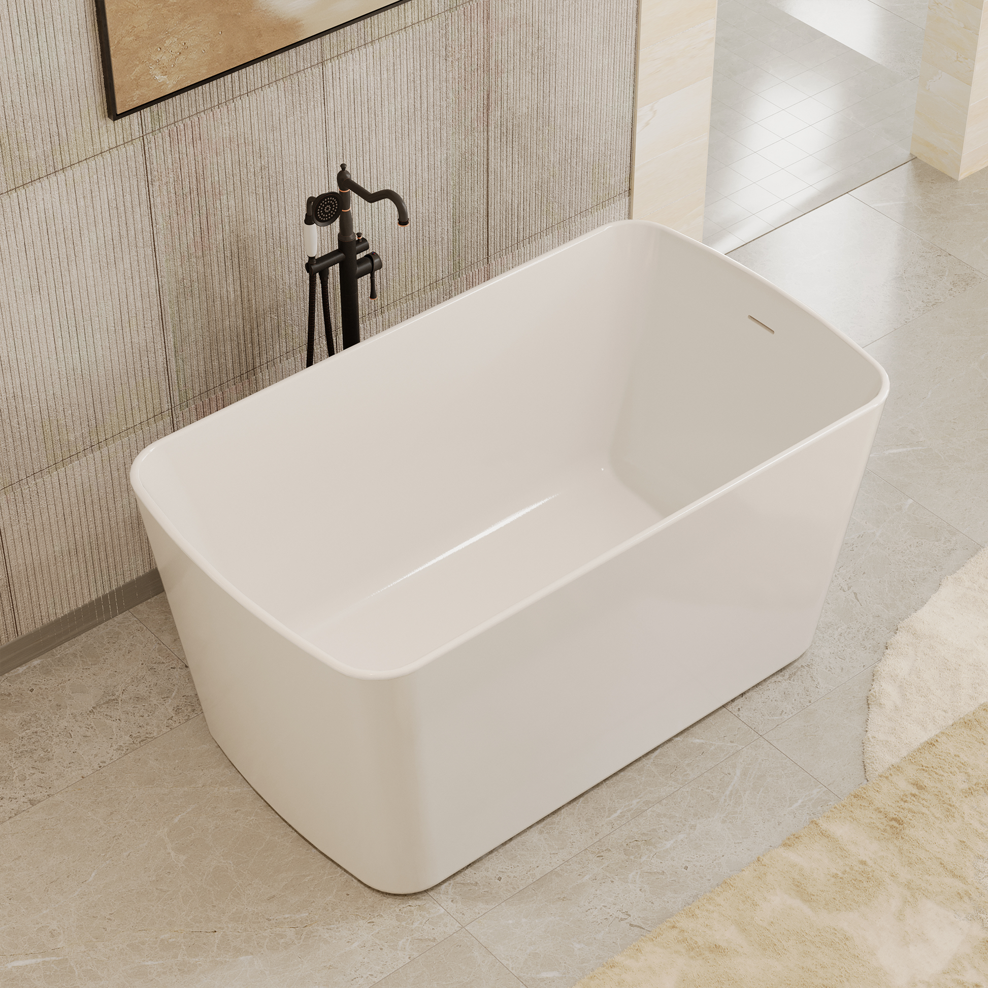 49" Acrylic Freestanding Japanese Soaking Hot Tub with Overflow and Drain