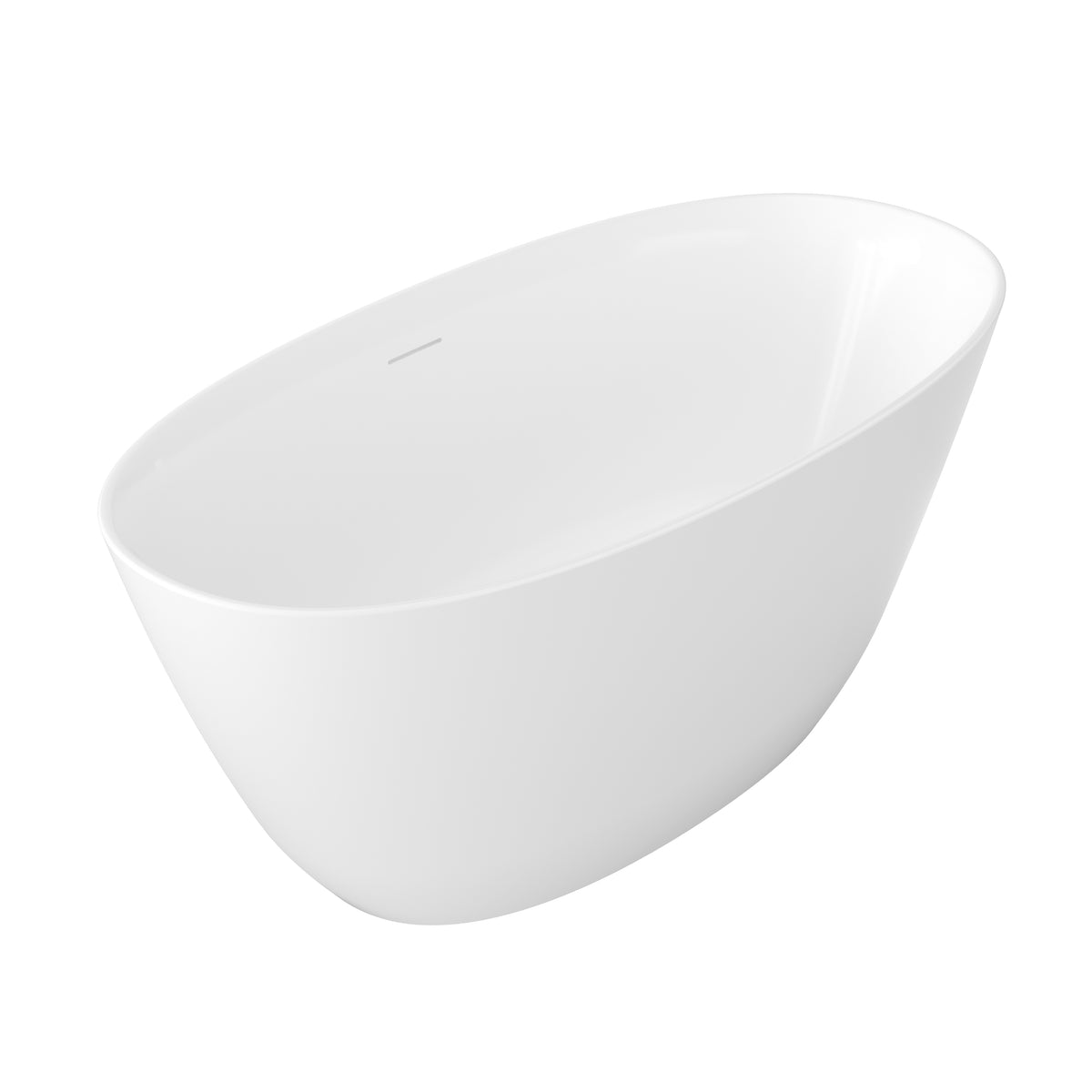55"/59" Compact Oval Freestanding Acrylic Soaking Bathtub in Glossy White