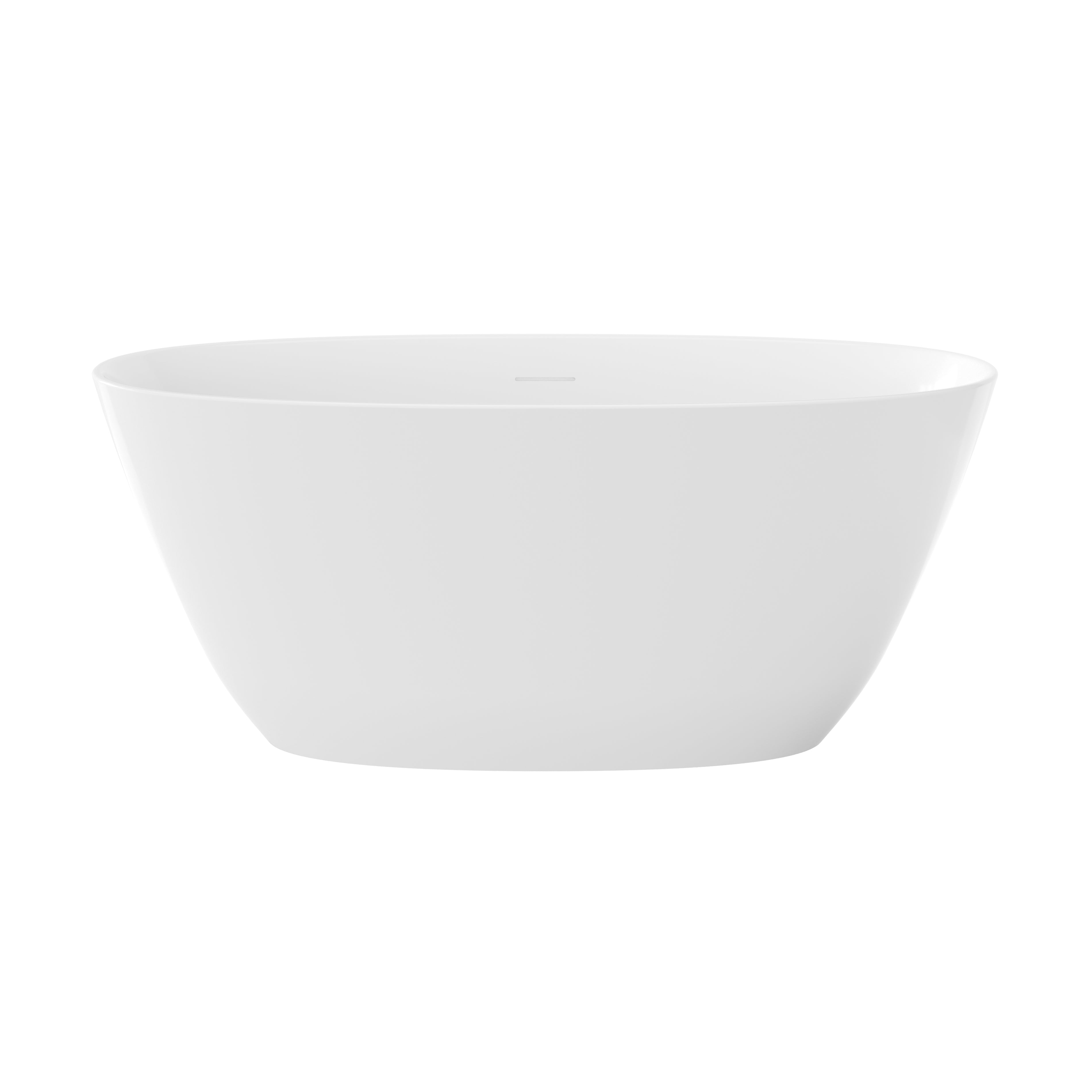55"/59" Compact Oval Freestanding Acrylic Soaking Bathtub in Glossy White