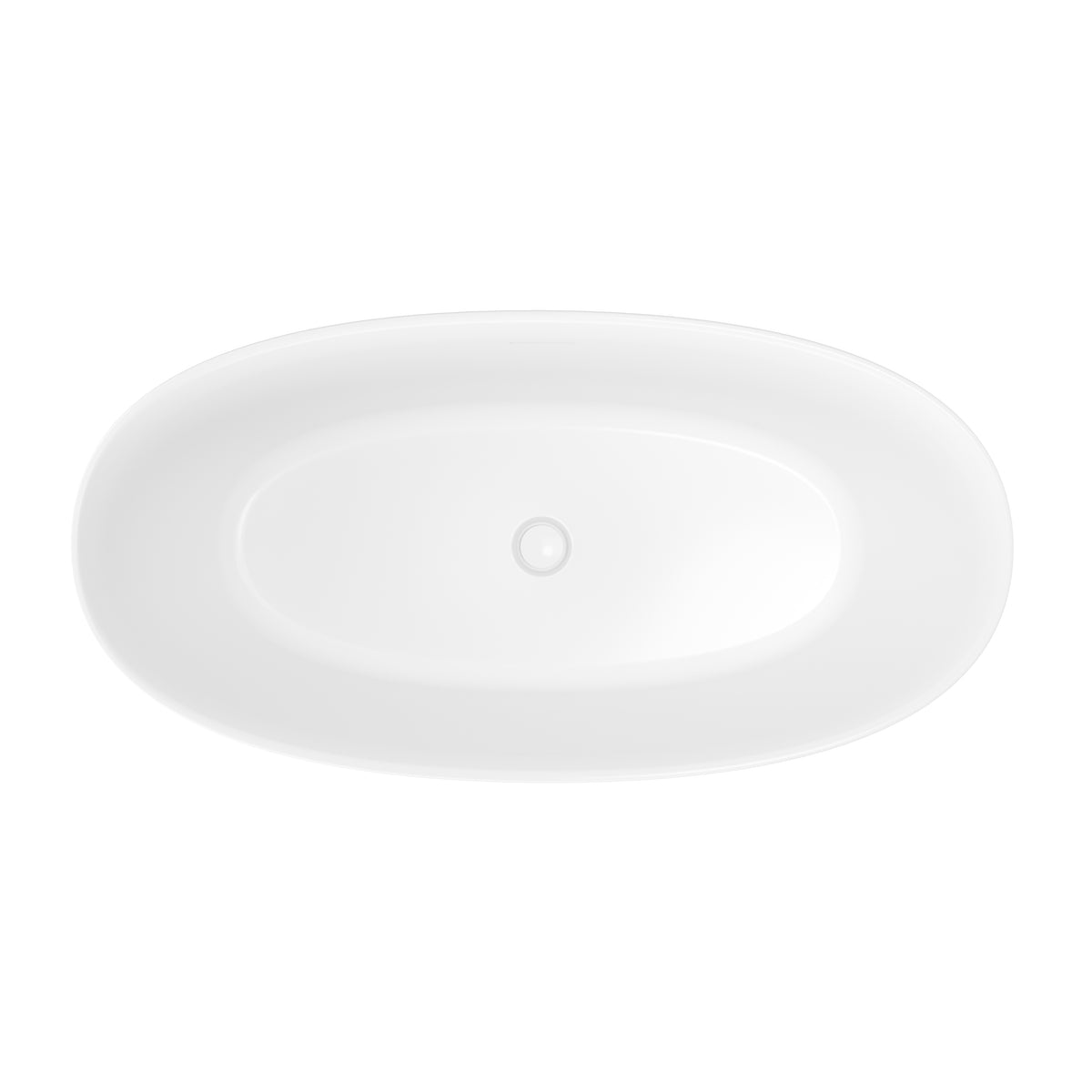 55"/59" Compact Oval Freestanding Acrylic Soaking Bathtub in Glossy White