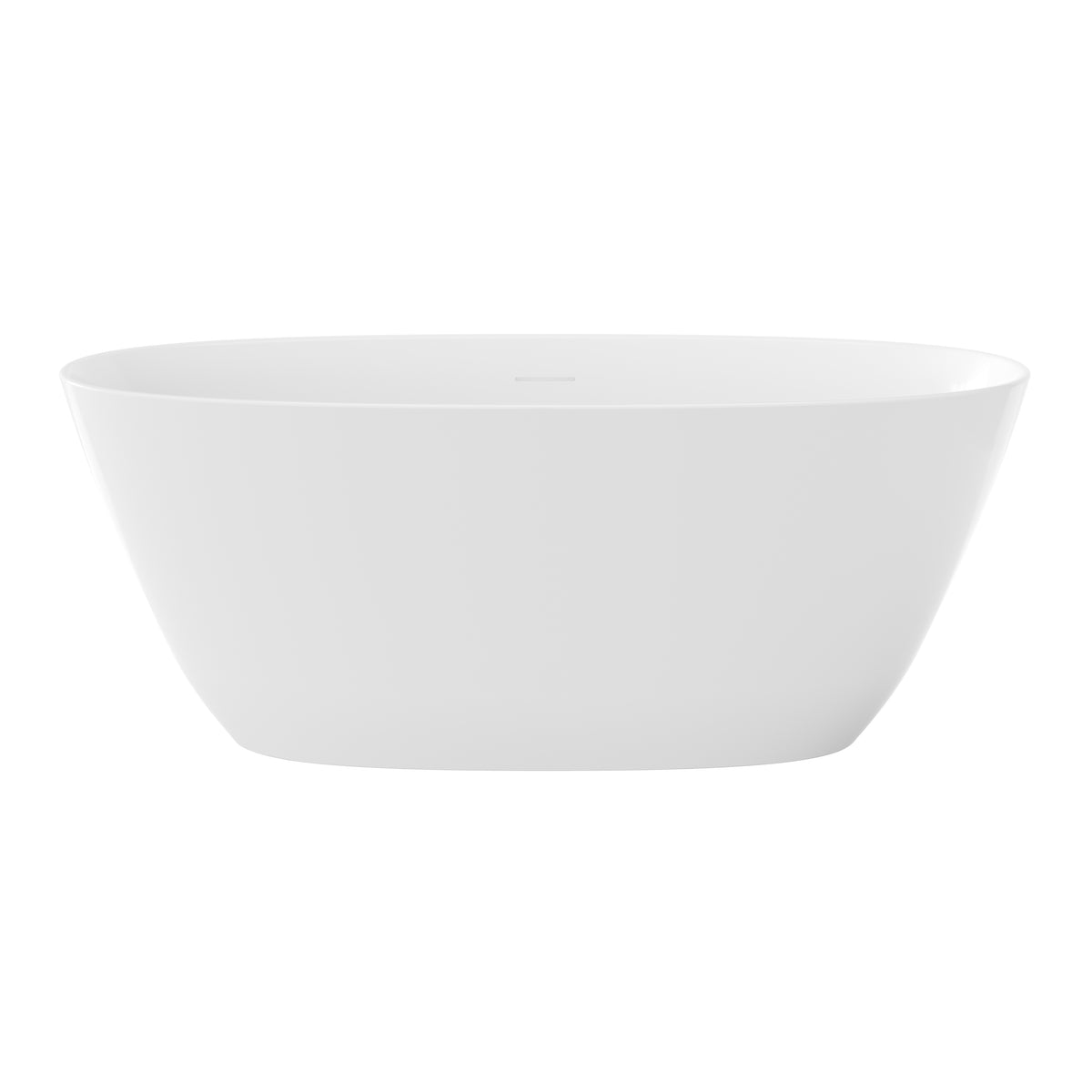 55"/59" Compact Oval Freestanding Acrylic Soaking Bathtub in Glossy White