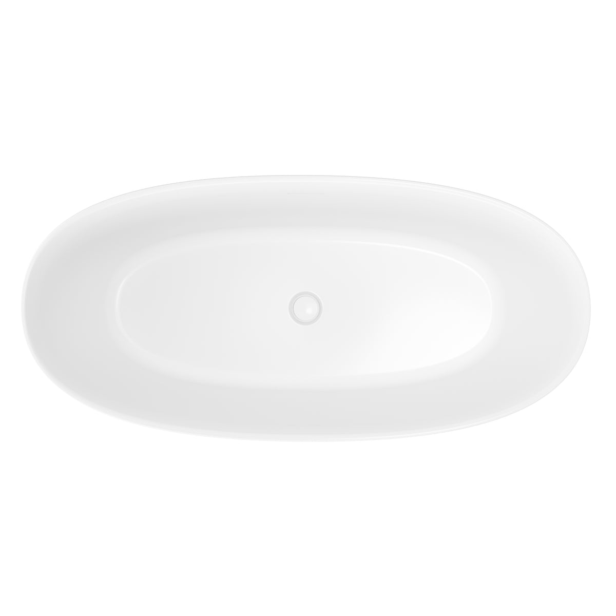 55"/59" Compact Oval Freestanding Acrylic Soaking Bathtub in Glossy White